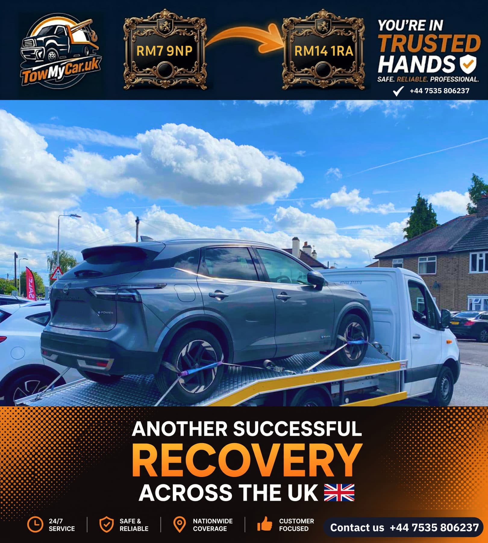 TOW in Havering, unparished area → Havering, unparished area — TowMyCar UK roadside recovery