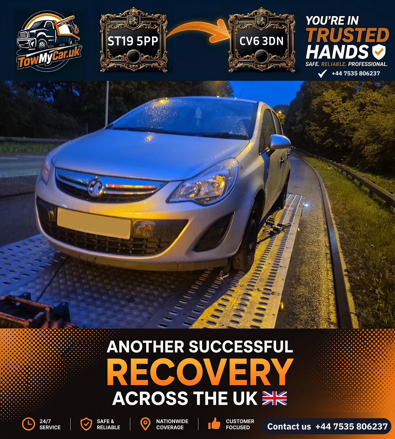 TOW in Penkridge → Coventry, unparished area — TowMyCar UK roadside recovery