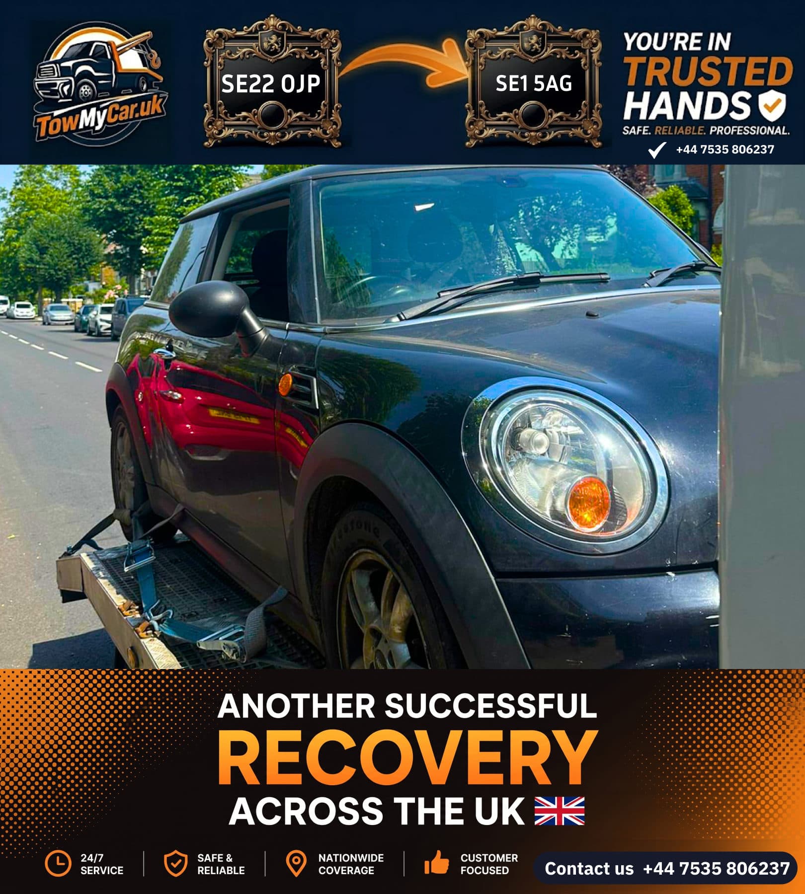 TOW in Southwark, unparished area → Southwark, unparished area — TowMyCar UK roadside recovery