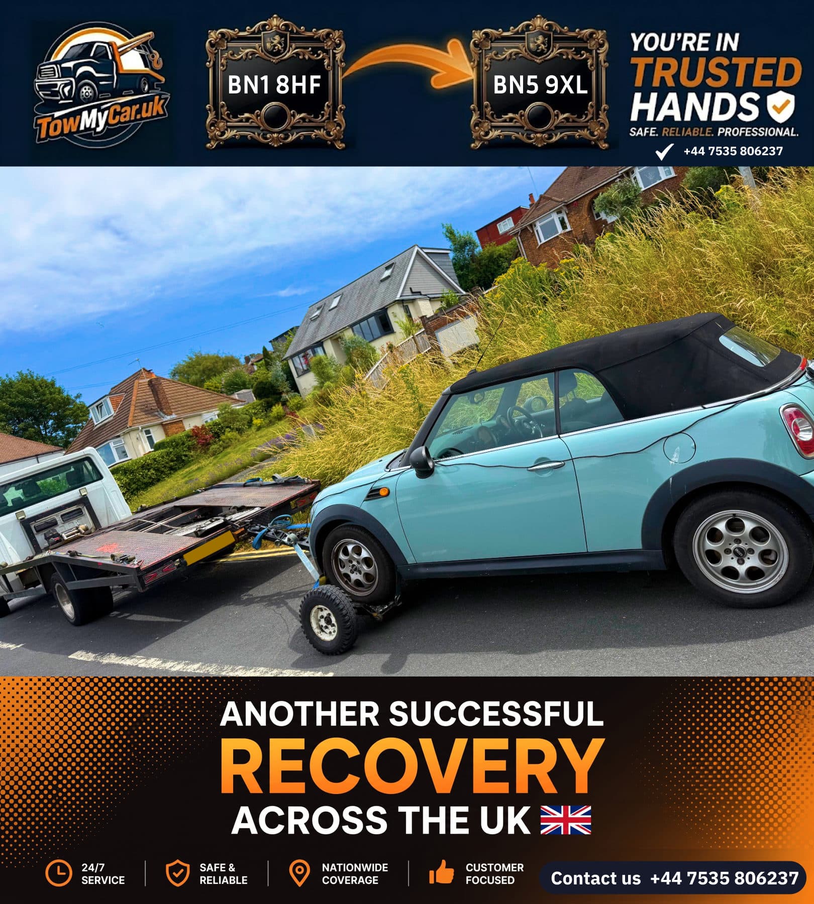Recovery in Brighton and Hove, unparished area → Upper Beeding — TowMyCar UK roadside recovery