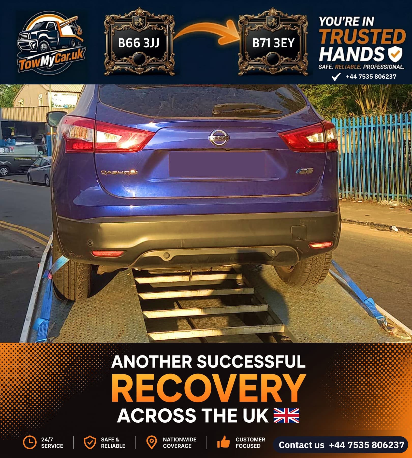 Recovery in Sandwell, unparished area → Sandwell, unparished area — TowMyCar UK roadside recovery