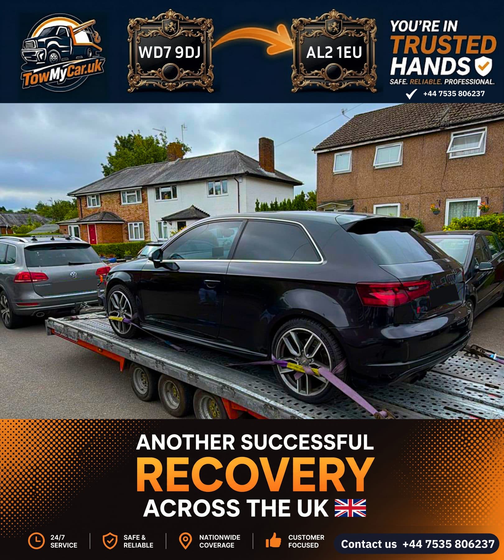 TOW in Shenley → London Colney — TowMyCar UK roadside recovery